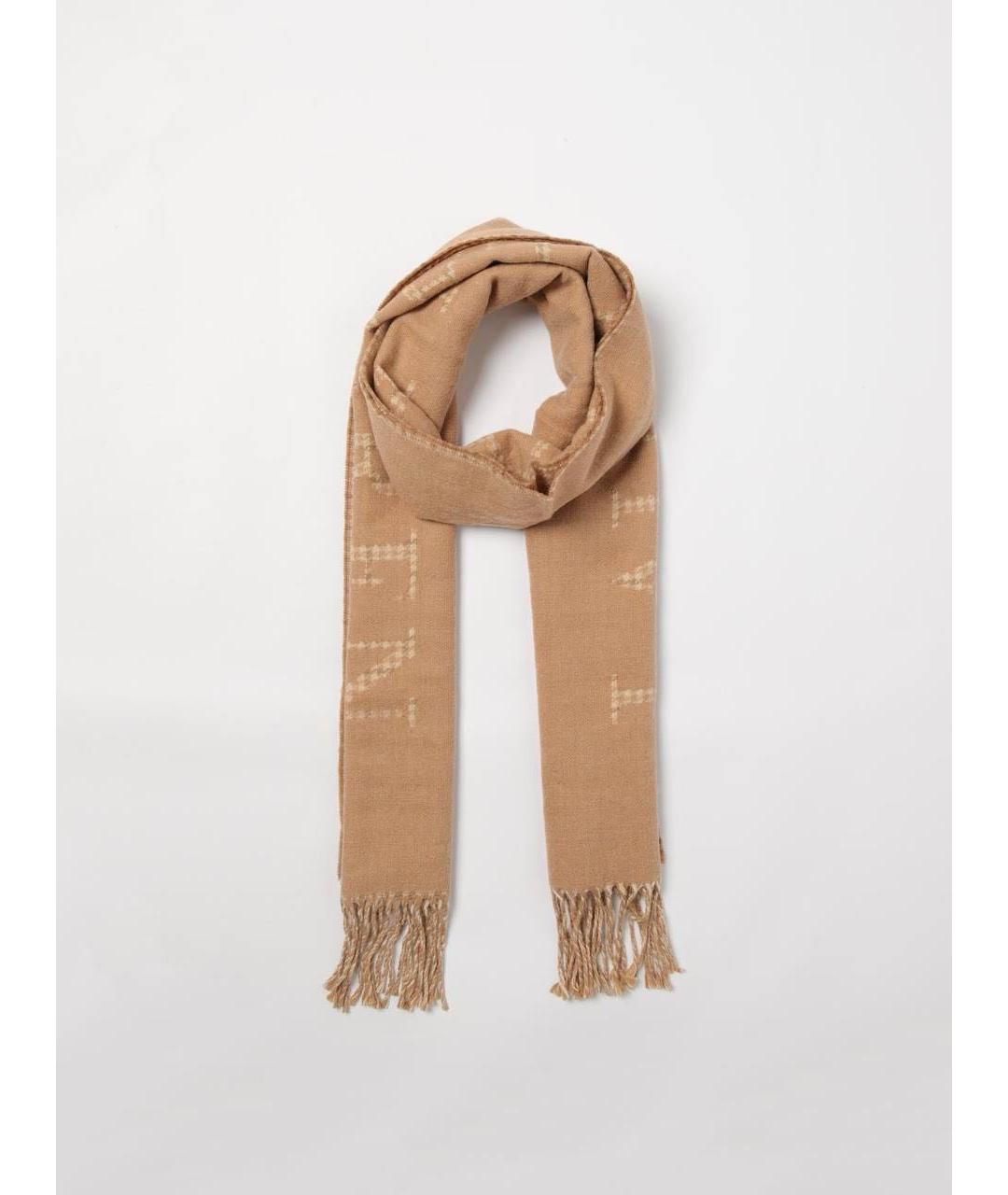POLO RALPH LAUREN Бежевый шерстяной шарф, фото 5