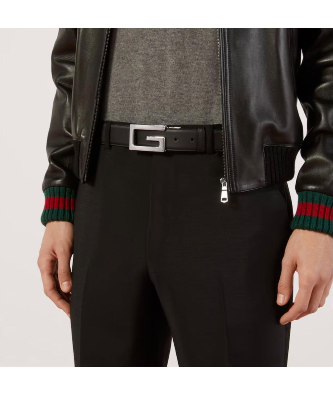 GUCCI Черный кожаный ремень, фото 3