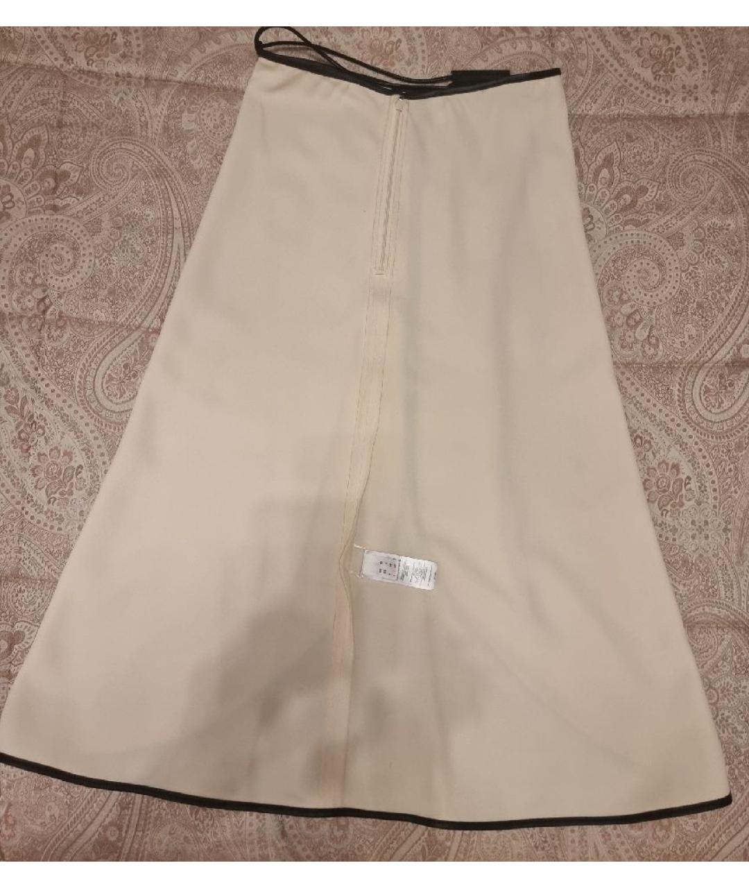VICTORIA BECKHAM Бежевая вискозная юбка миди, фото 3