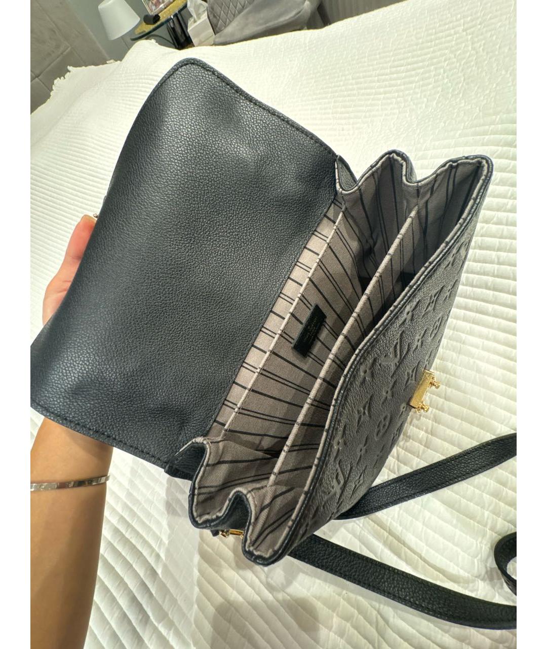 LOUIS VUITTON Черная кожаная сумка через плечо, фото 4