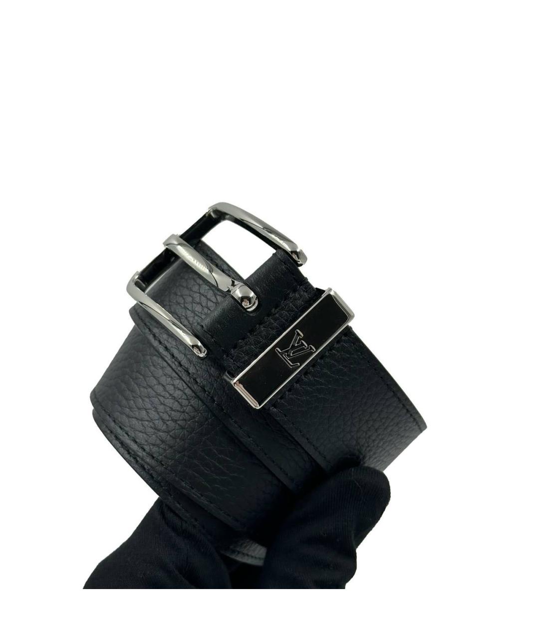 LOUIS VUITTON Черный кожаный ремень, фото 3