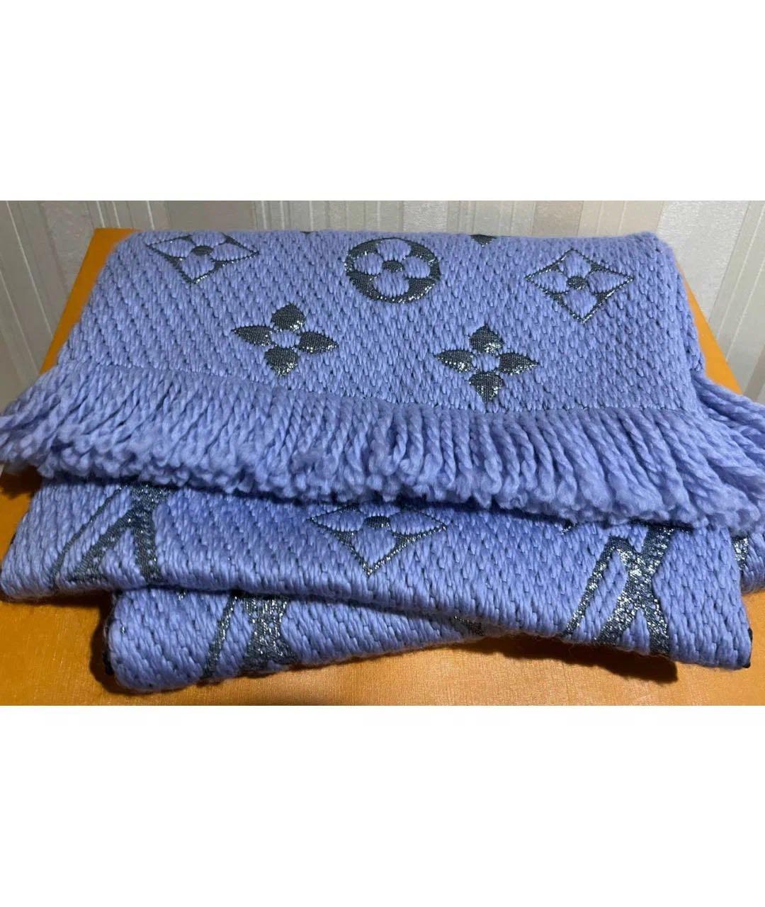 LOUIS VUITTON Голубой шерстяной шарф, фото 2