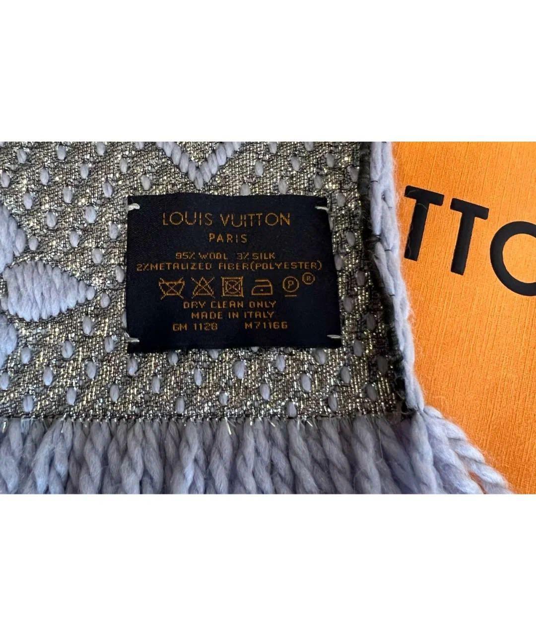 LOUIS VUITTON Голубой шерстяной шарф, фото 4