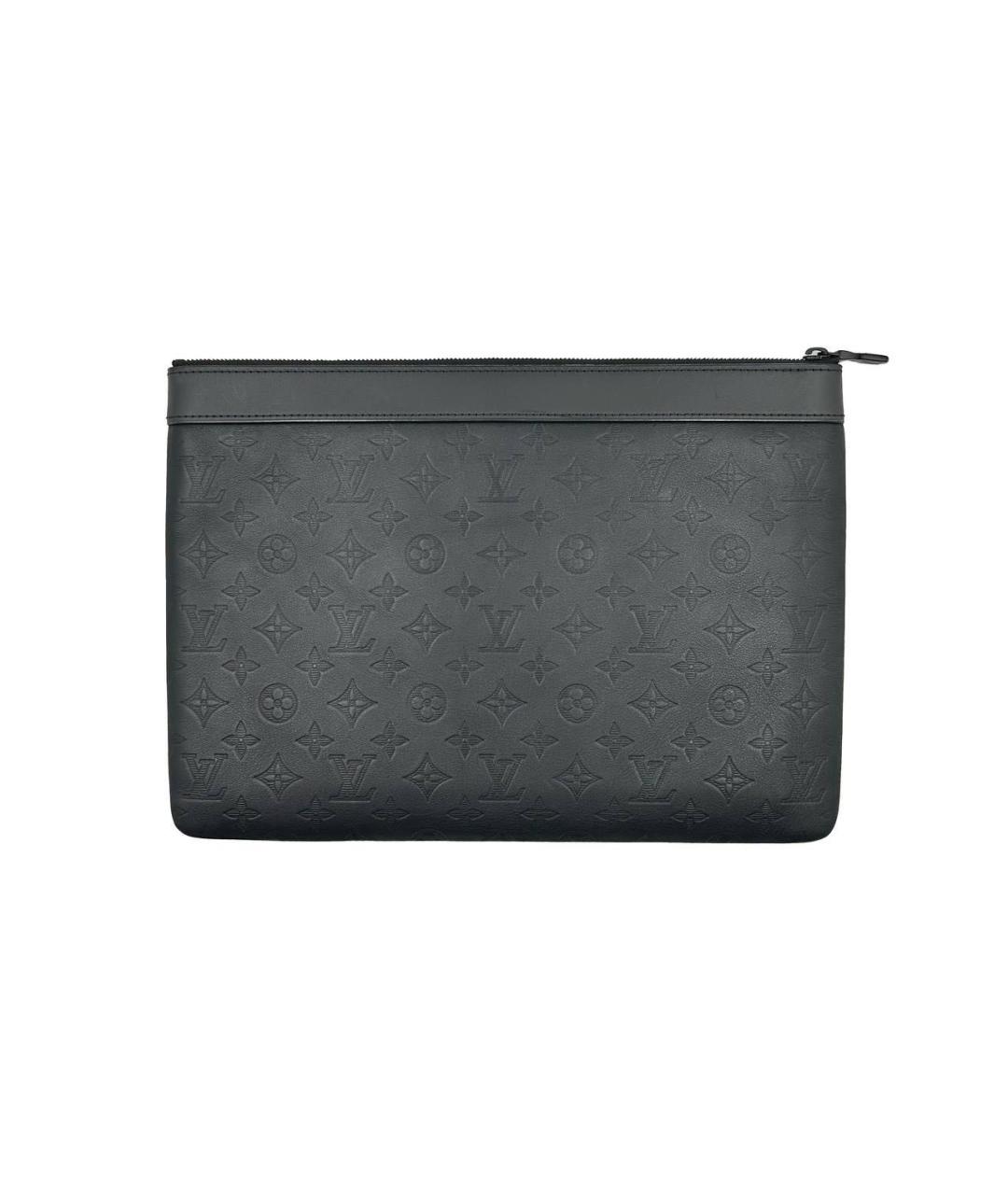 LOUIS VUITTON Черная кожаная папка для документов, фото 3