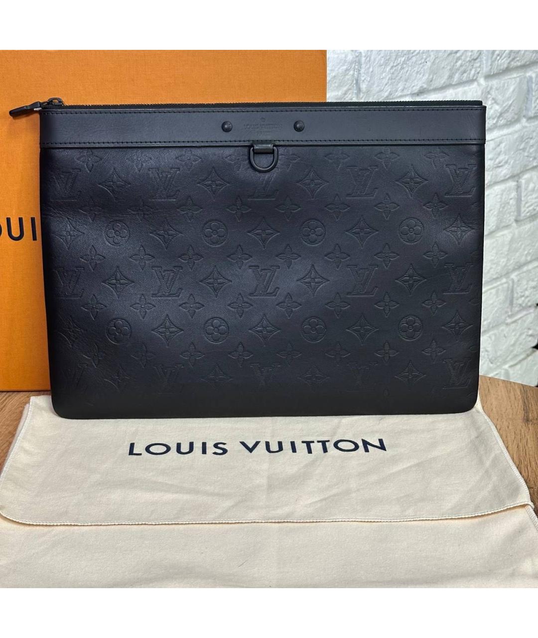 LOUIS VUITTON Черная кожаная папка для документов, фото 4