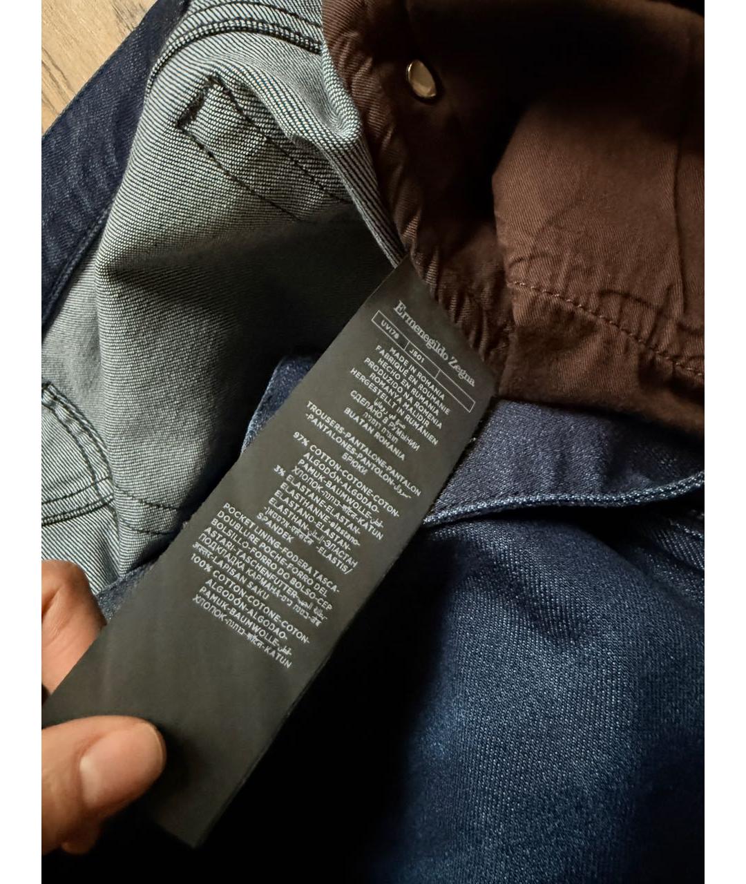 ERMENEGILDO ZEGNA XXX Темно-синие хлопко-эластановые джинсы, фото 6