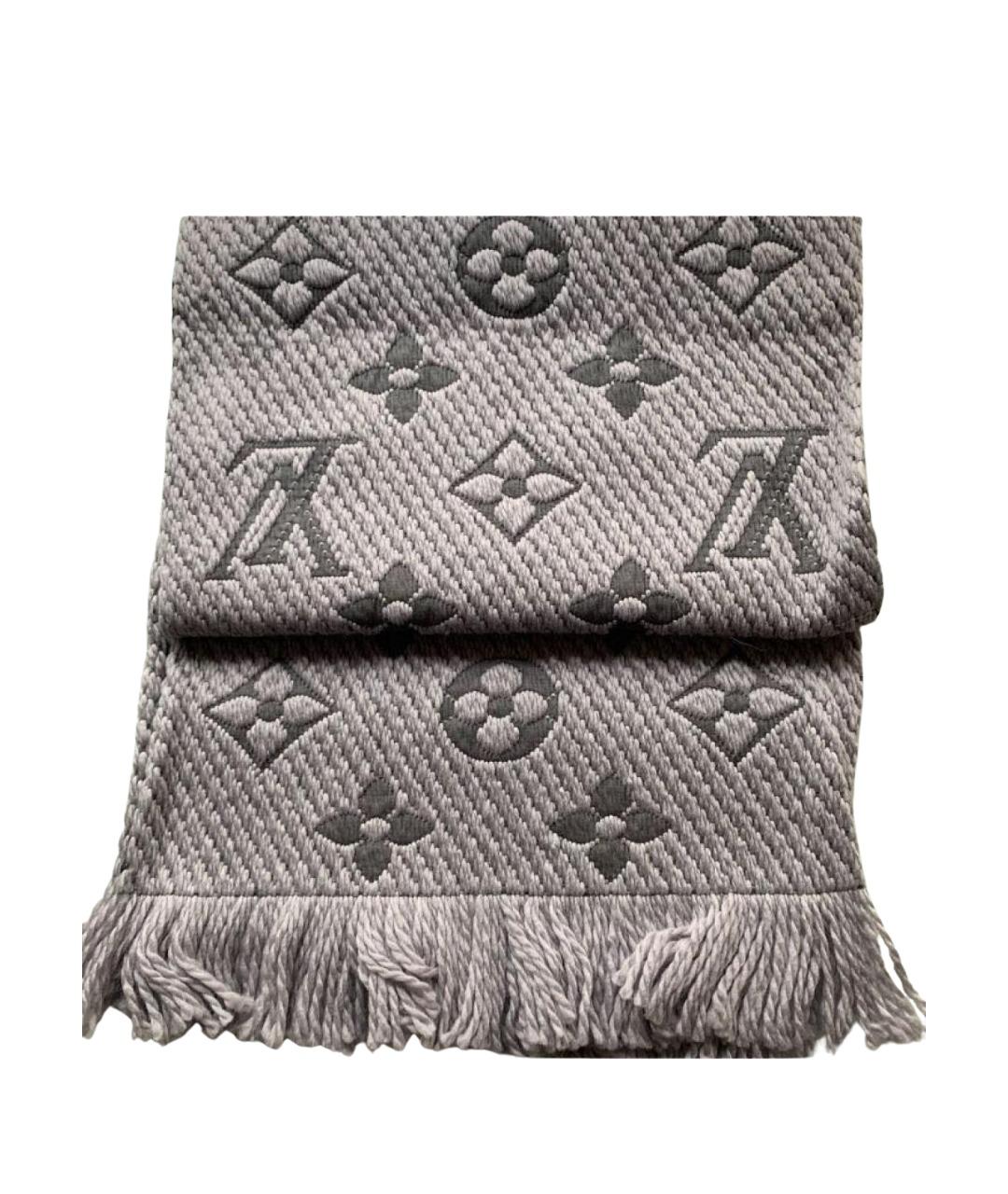 LOUIS VUITTON Серый шерстяной шарф, фото 1
