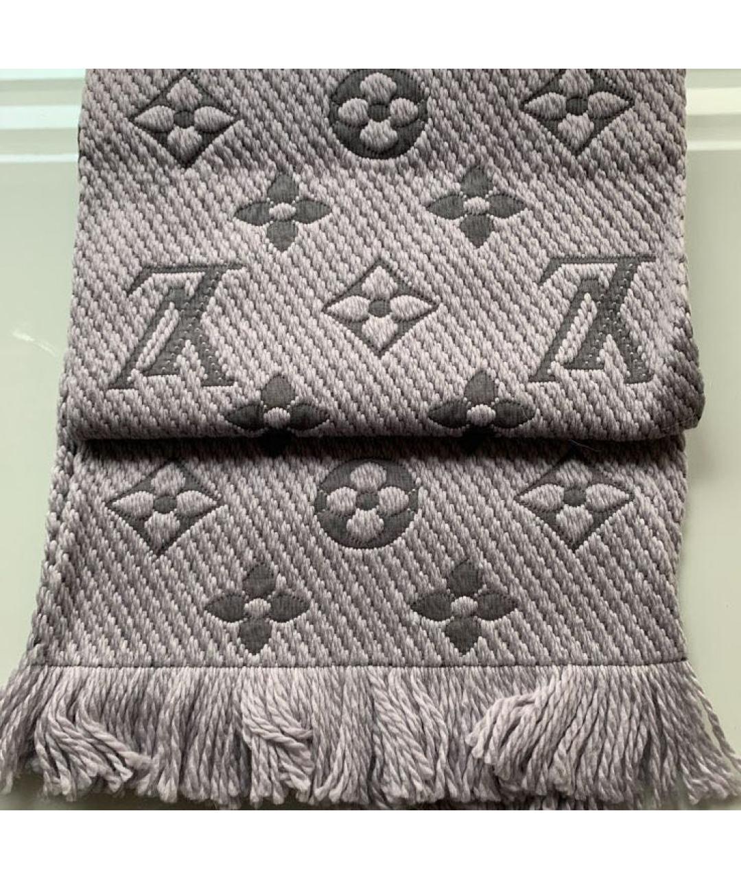 LOUIS VUITTON Серый шерстяной шарф, фото 5