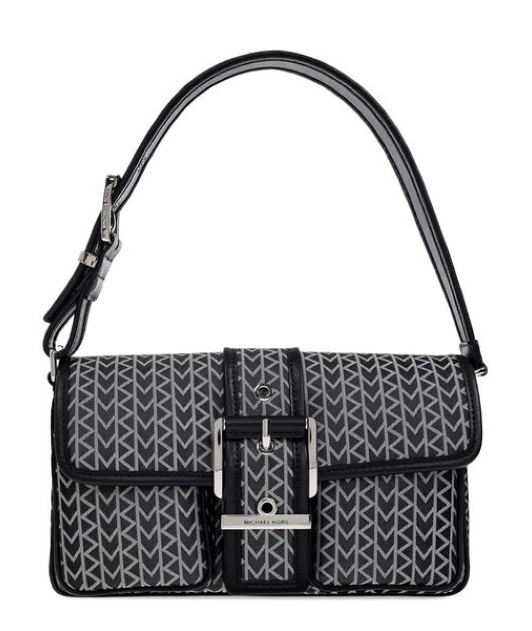 MICHAEL KORS Черная жаккардовая сумка с короткими ручками, фото 5