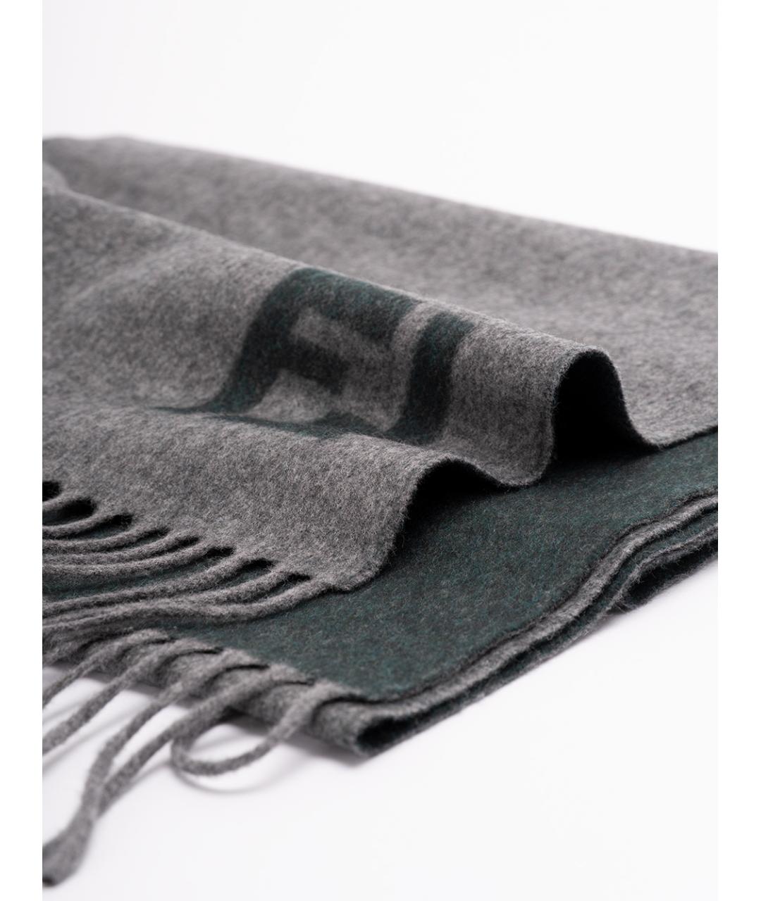 FENDI Серый шерстяной шарф, фото 3