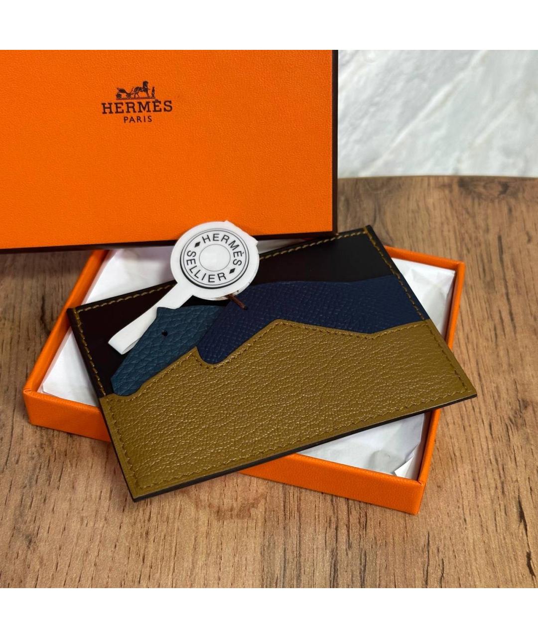 HERMES Темно-синий кожаный кардхолдер, фото 2