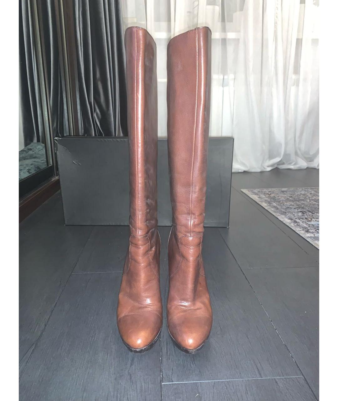 GUCCI Коричневые кожаные сапоги, фото 2