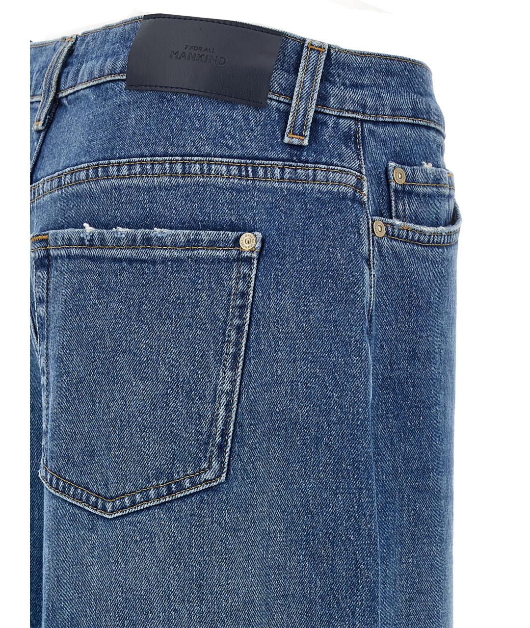 7 FOR ALL MANKIND Синие хлопковые прямые джинсы, фото 3
