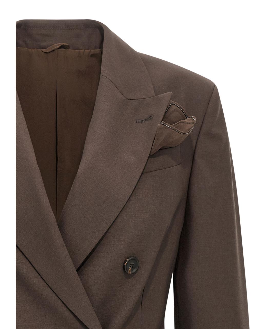 BRUNELLO CUCINELLI Коричневый шерстяной жакет/пиджак, фото 3