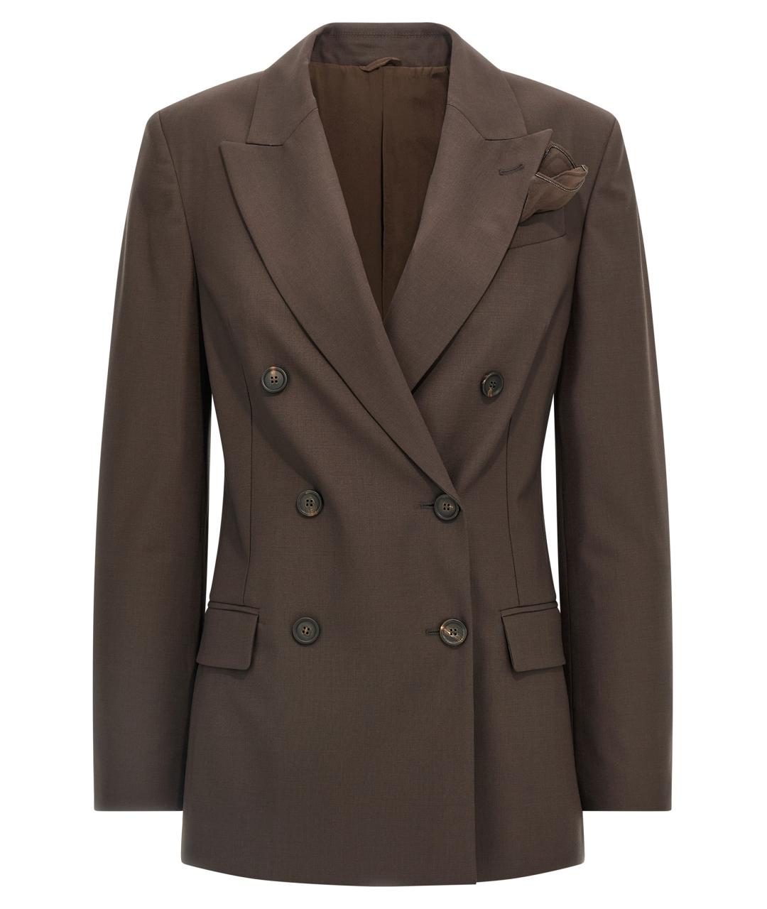 BRUNELLO CUCINELLI Коричневый шерстяной жакет/пиджак, фото 1