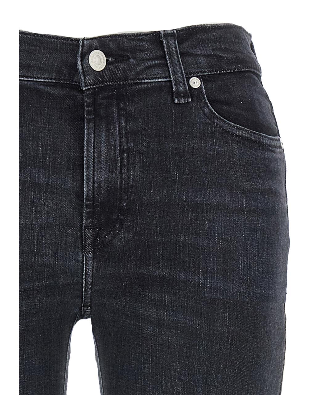 7 FOR ALL MANKIND Черные хлопковые прямые джинсы, фото 3