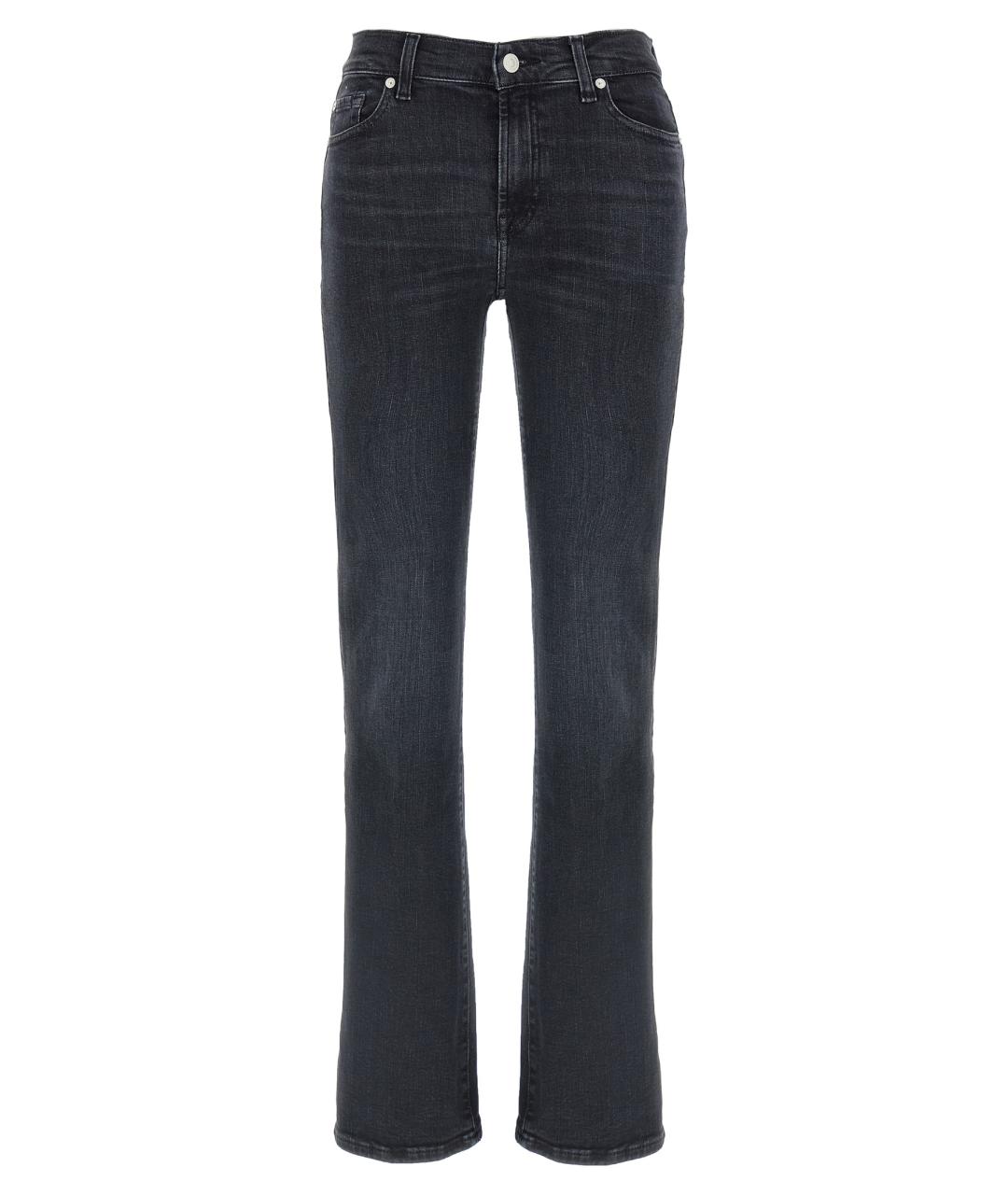 7 FOR ALL MANKIND Черные хлопковые прямые джинсы, фото 1
