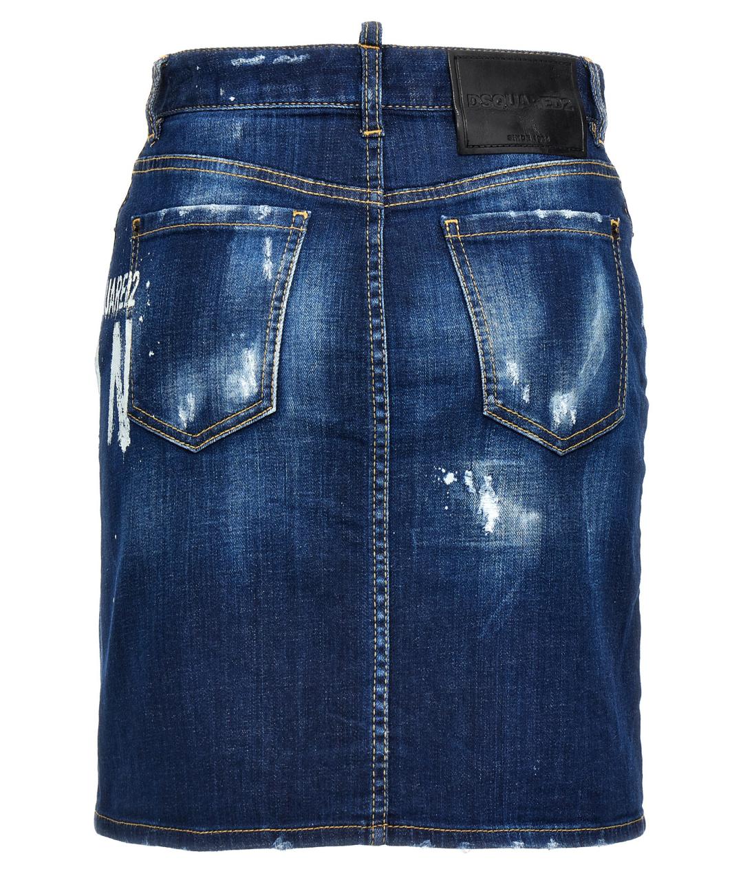 DSQUARED2 Синяя хлопковая юбка миди, фото 2