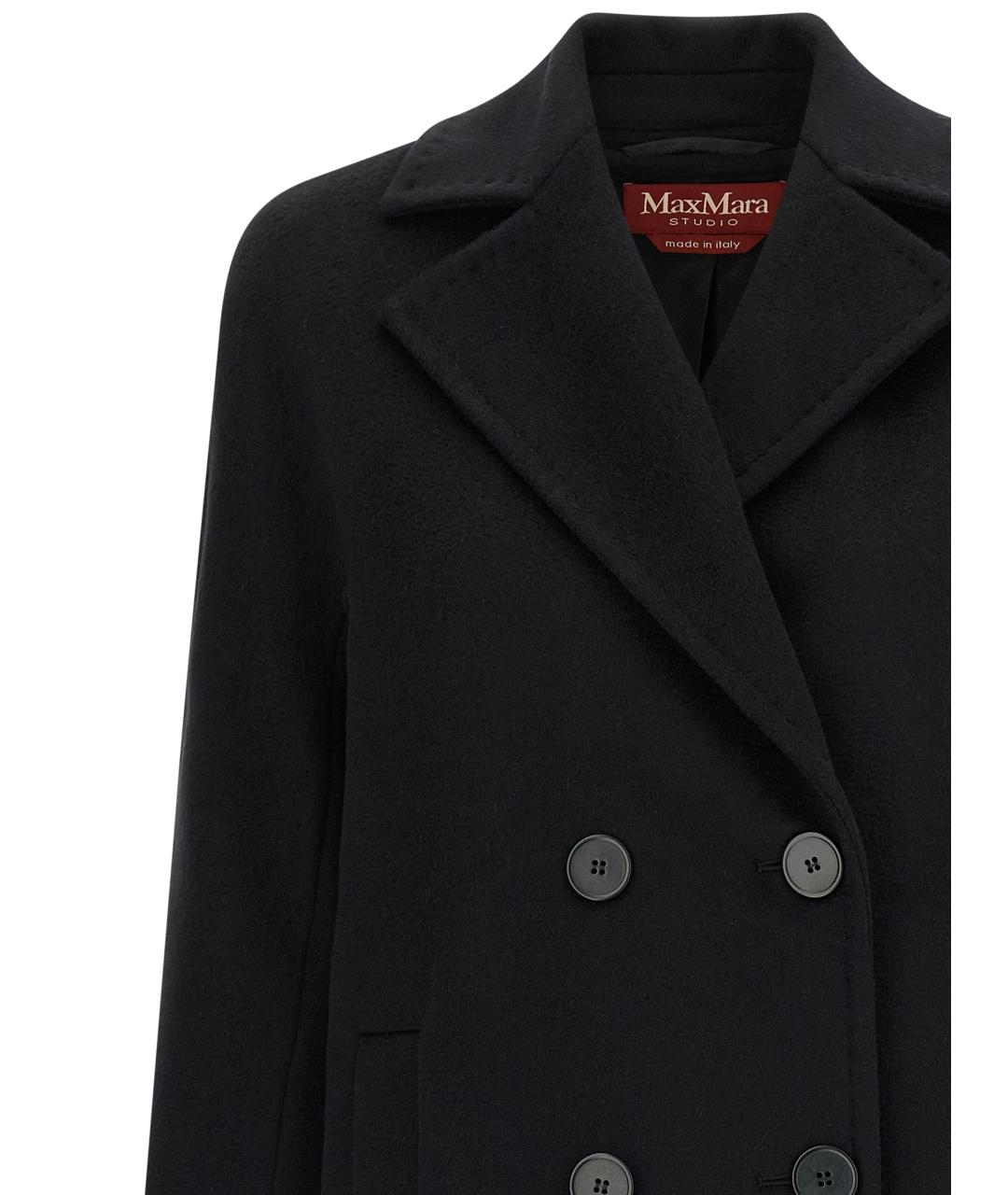 MAX MARA STUDIO Черное шерстяное пальто, фото 3