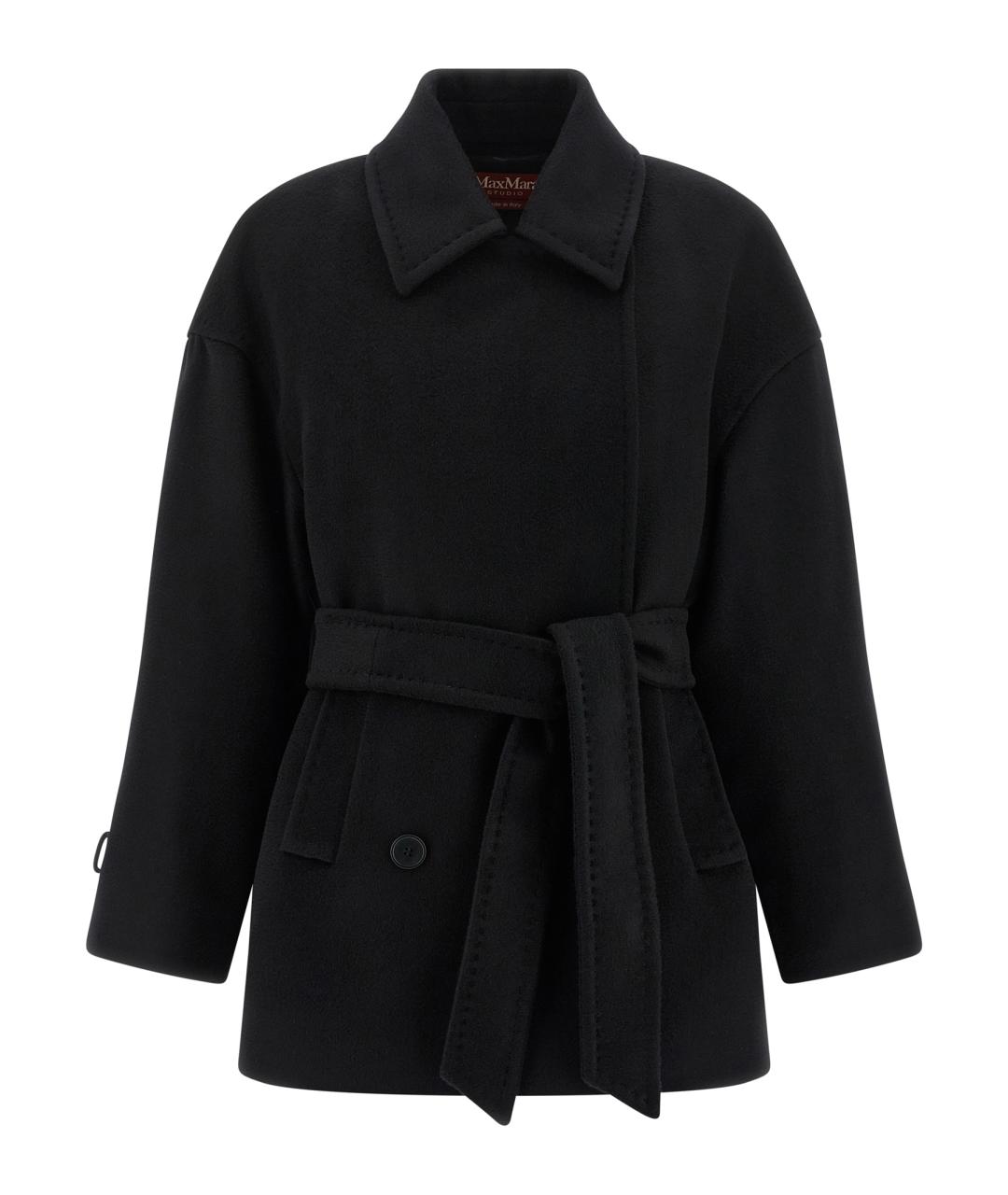 MAX MARA STUDIO Черное шерстяное пальто, фото 2