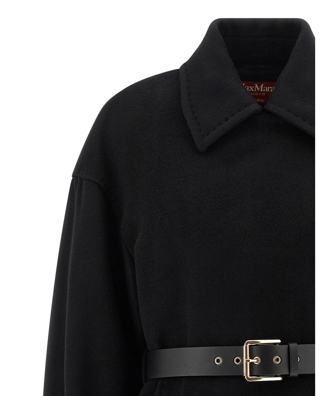 MAX MARA STUDIO Черное шерстяное пальто, фото 4