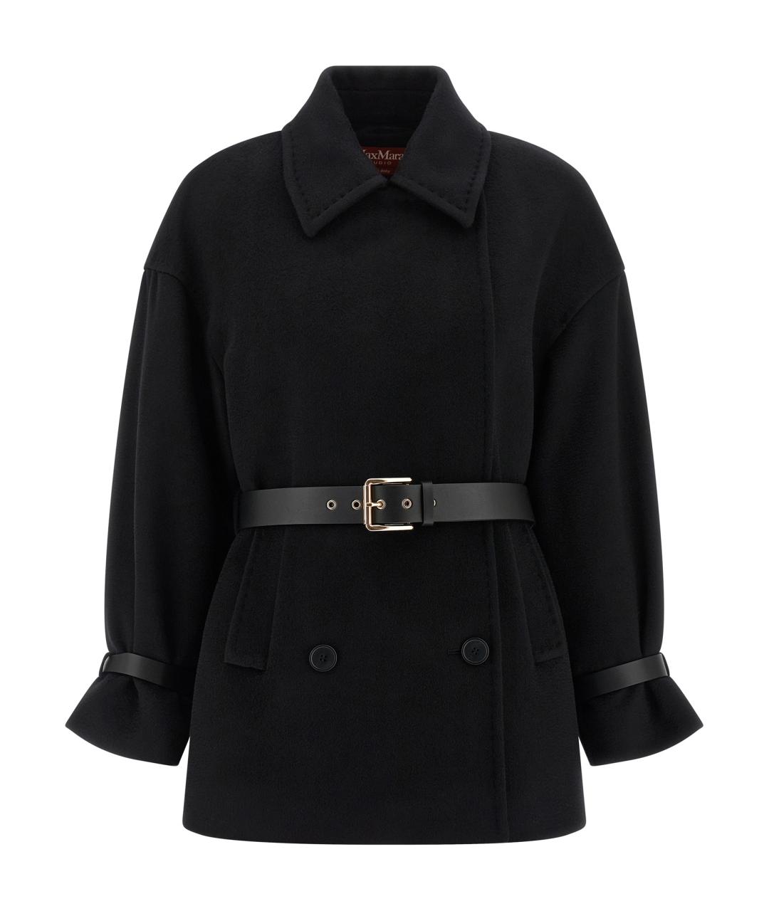 MAX MARA STUDIO Черное шерстяное пальто, фото 1