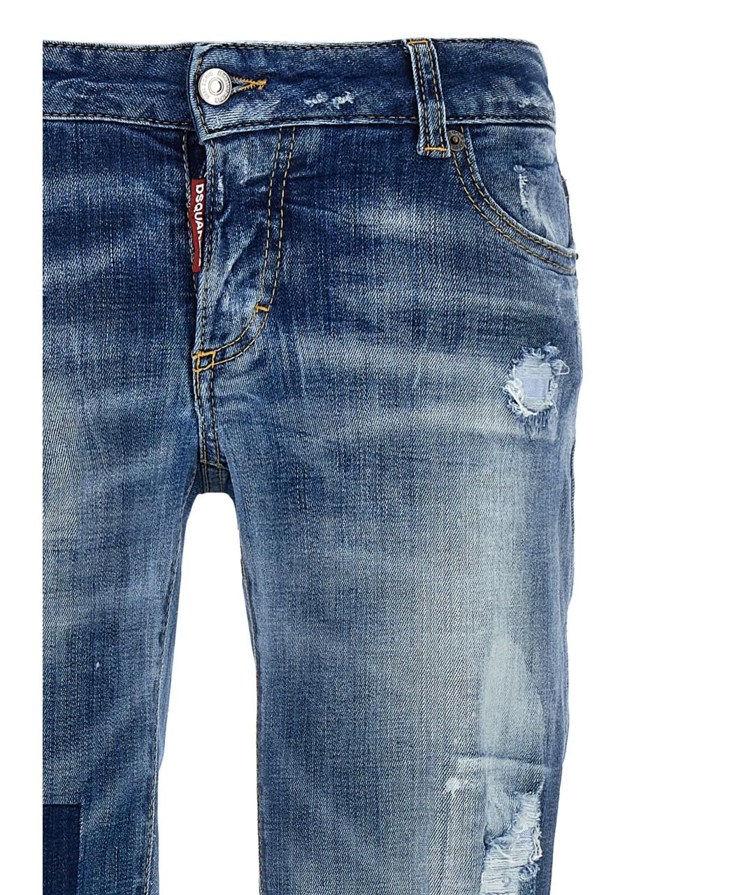 DSQUARED2 Синие хлопковые прямые джинсы, фото 3