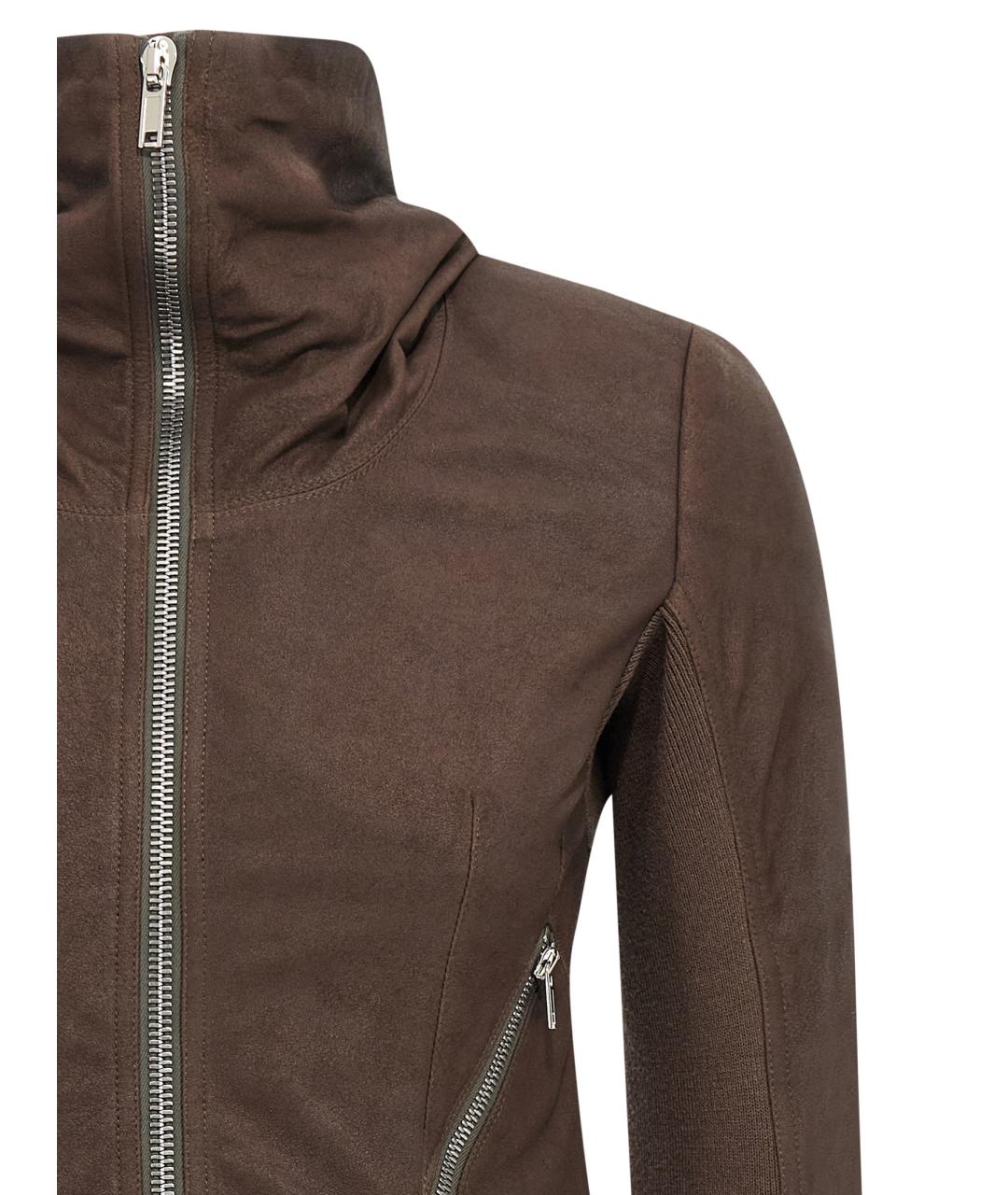 RICK OWENS Коричневая кожаная куртка, фото 4