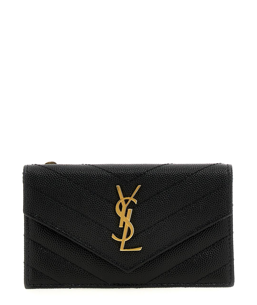 SAINT LAURENT Черный кожаный кошелек, фото 1