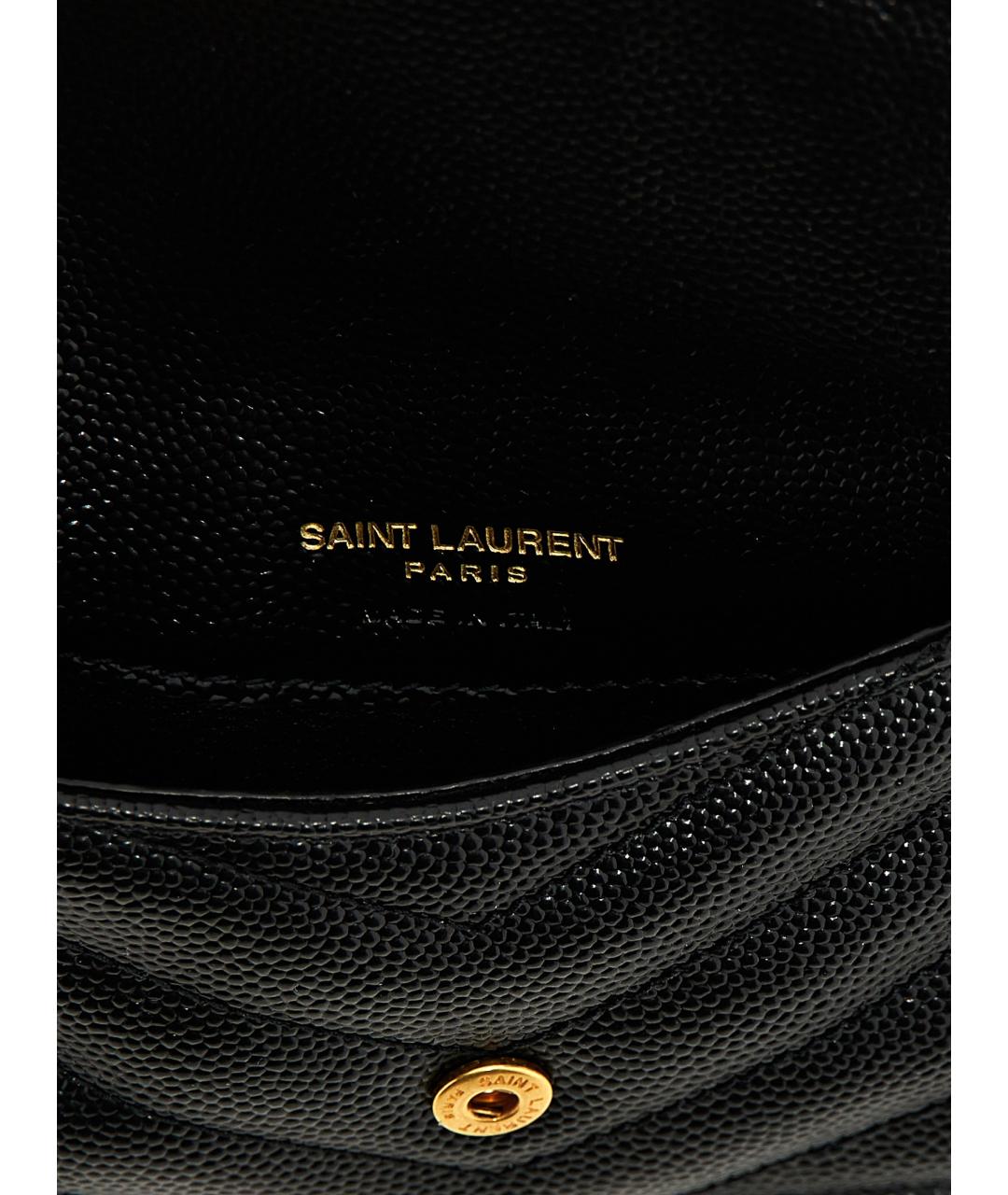 SAINT LAURENT Черный кожаный кошелек, фото 3