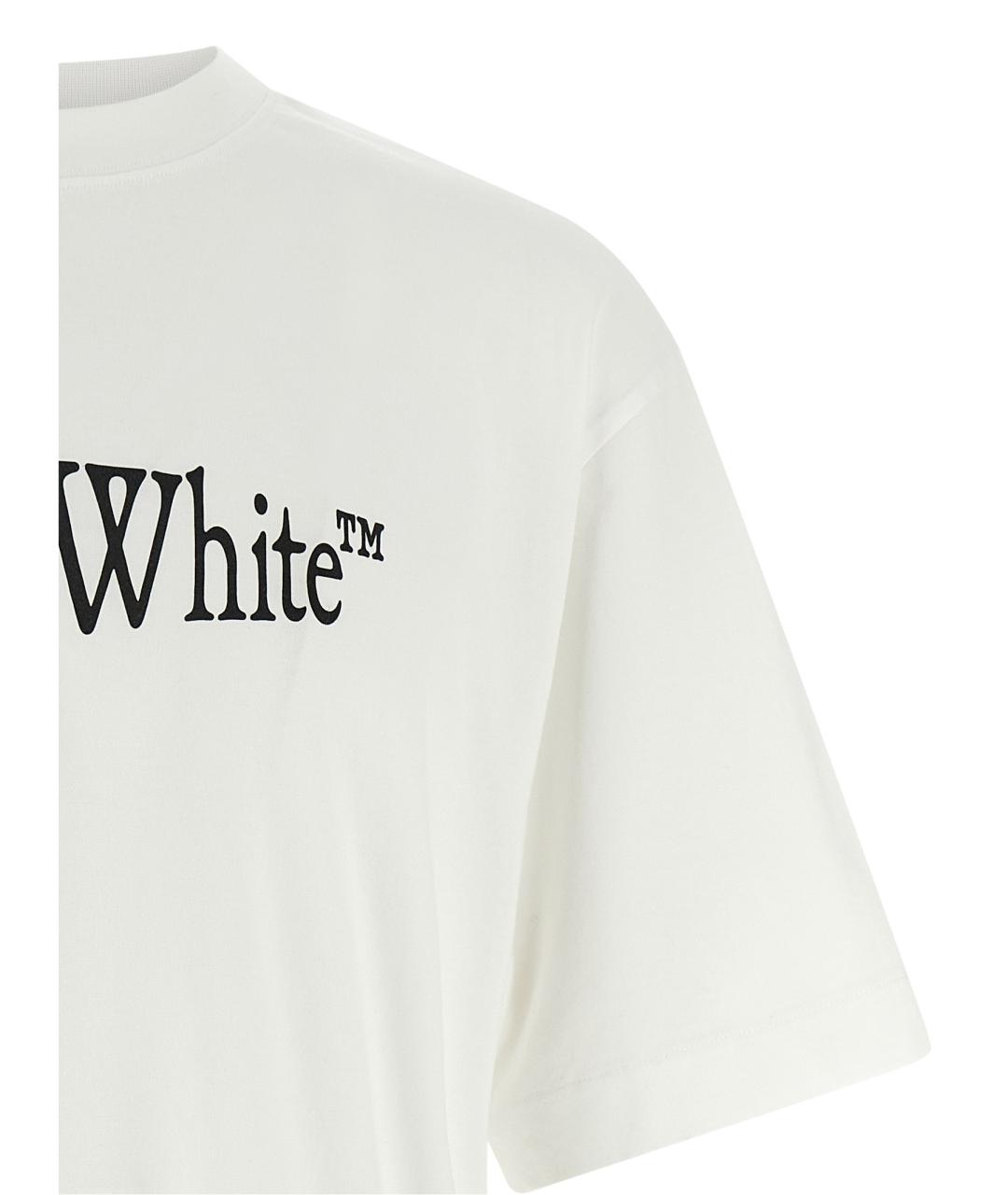 OFF-WHITE Белая хлопковая футболка, фото 3