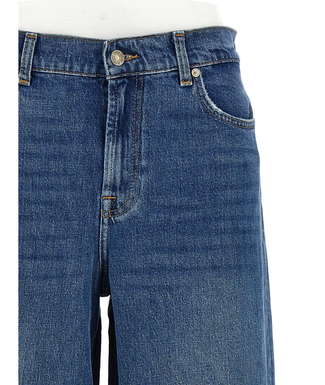 7 FOR ALL MANKIND Синие хлопковые прямые джинсы, фото 3