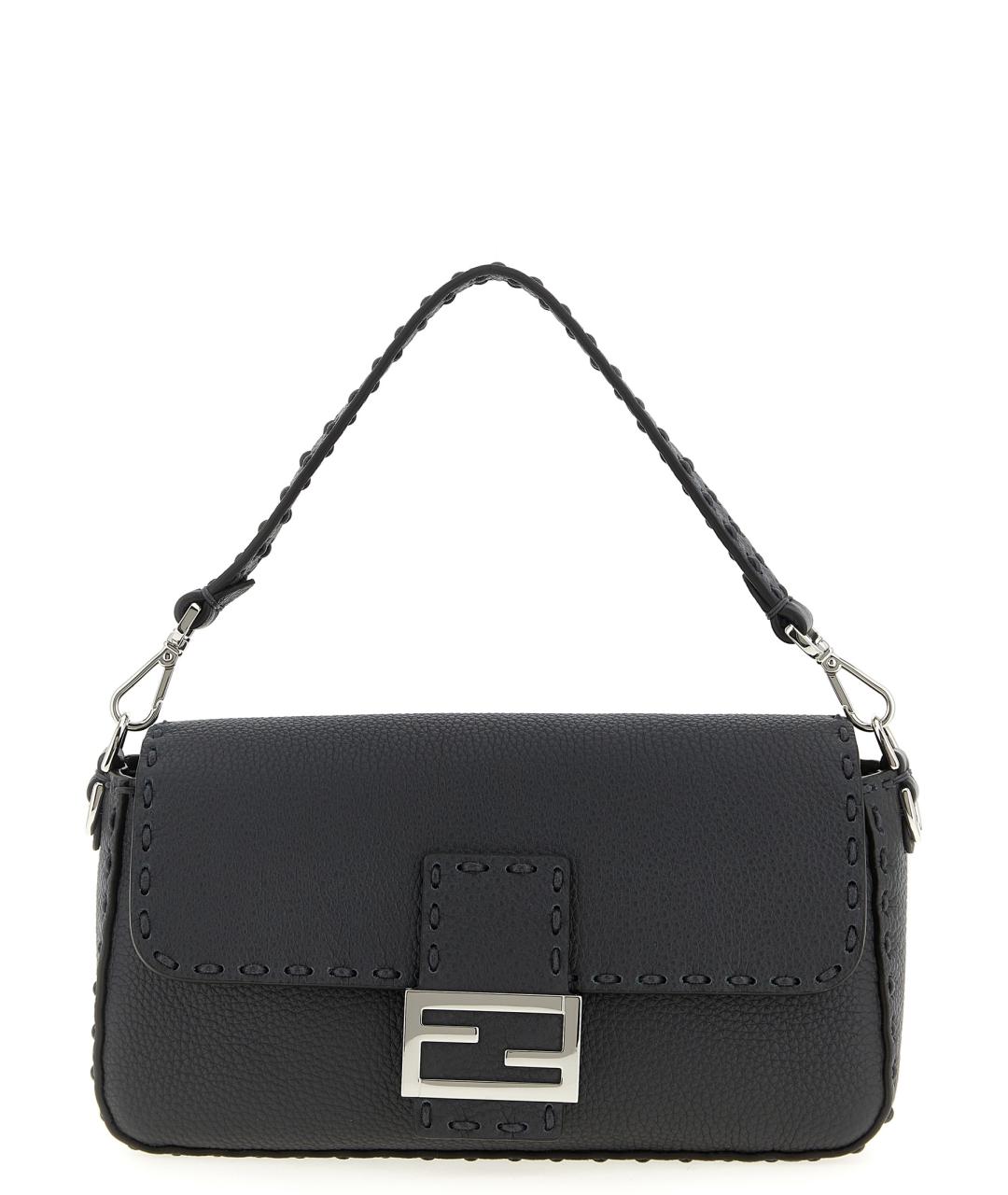 FENDI Черная кожаная сумка на плечо, фото 1