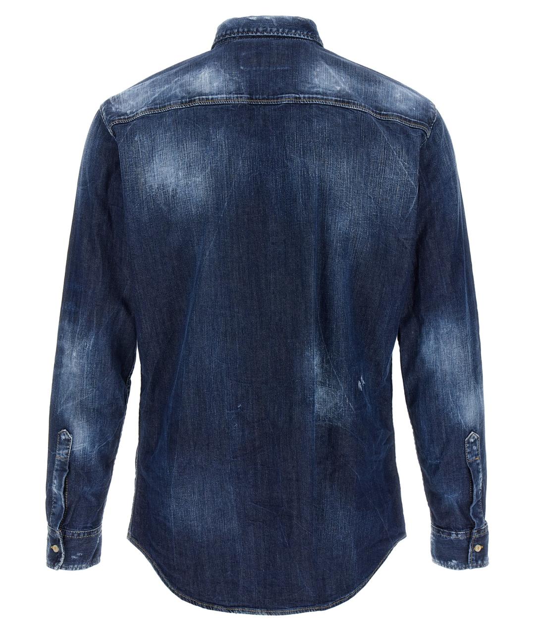 DSQUARED2 Синяя хлопковая кэжуал рубашка, фото 2