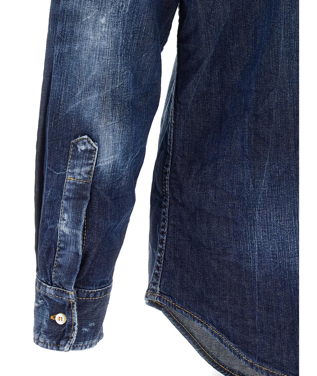 DSQUARED2 Синяя хлопковая кэжуал рубашка, фото 4