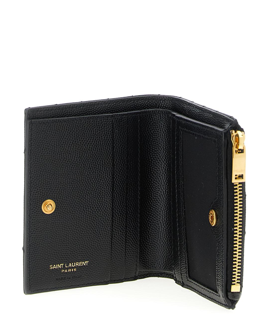 SAINT LAURENT Черный кожаный кошелек, фото 3