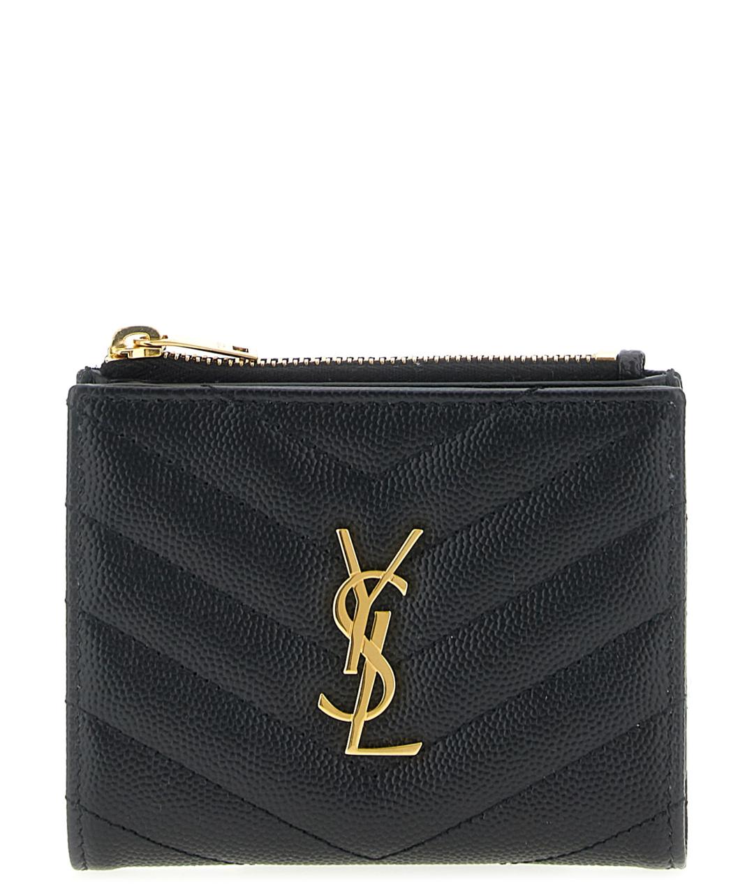 SAINT LAURENT Черный кожаный кошелек, фото 1