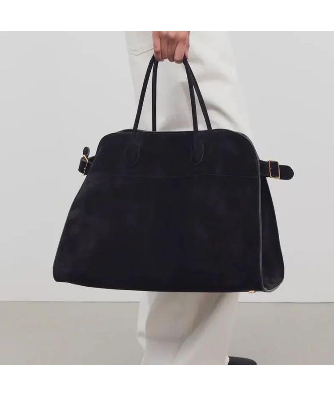 THE ROW Черная замшевая сумка тоут, фото 4