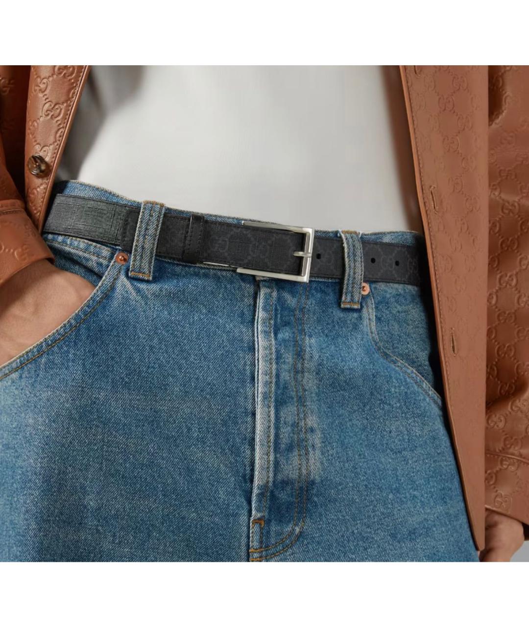 GUCCI Черный кожаный ремень, фото 3