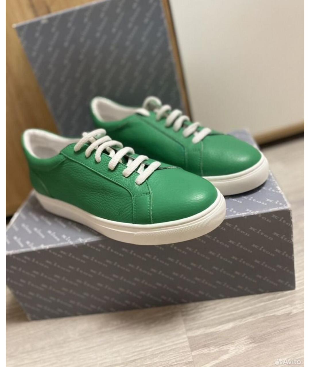 KITON Зеленые кожаные кеды, фото 2