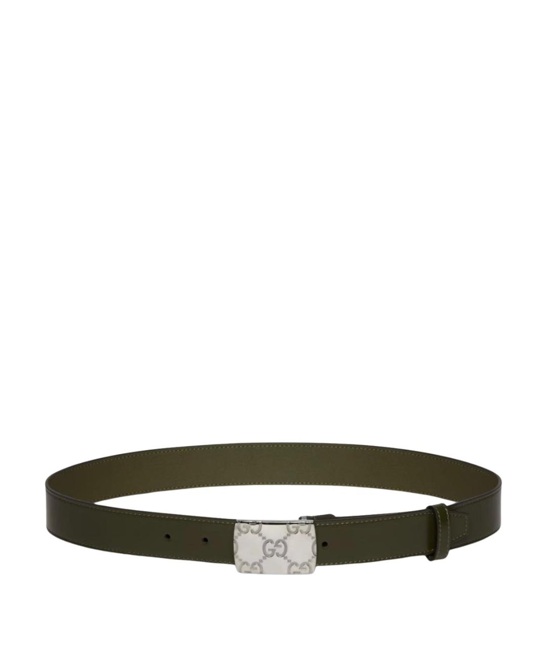 GUCCI Хаки кожаный ремень, фото 1