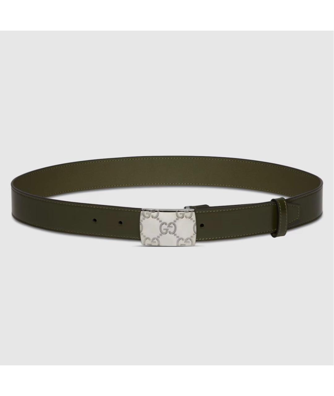 GUCCI Хаки кожаный ремень, фото 4
