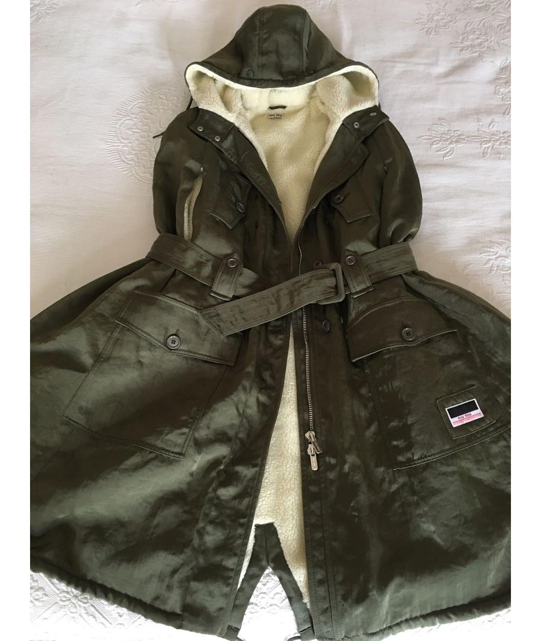 MIU MIU Зеленая полиамидовая парка, фото 4