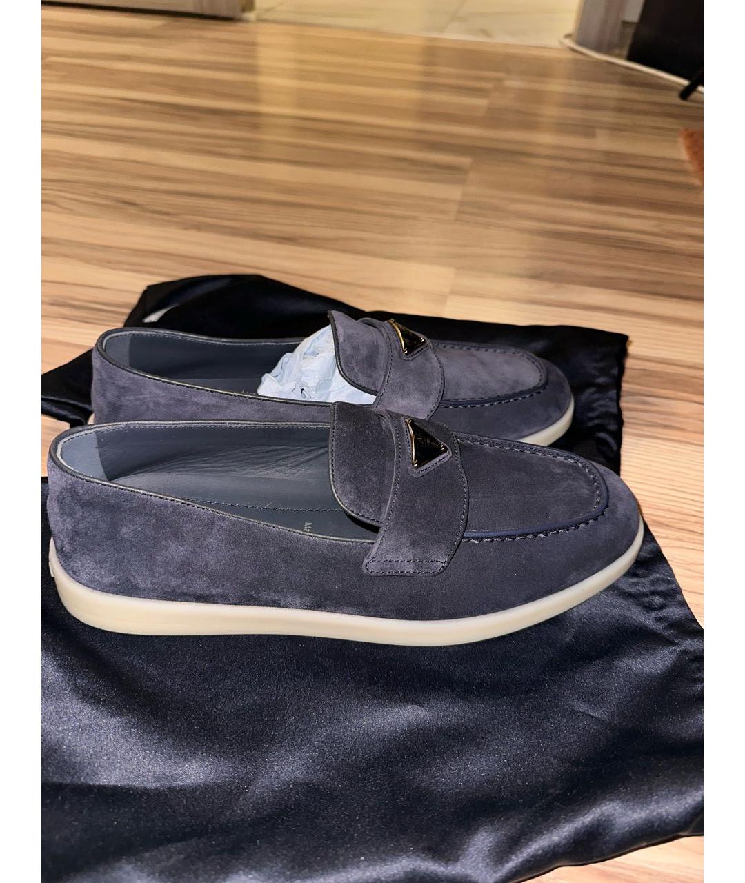 PRADA Темно-синие замшевые лоферы, фото 6