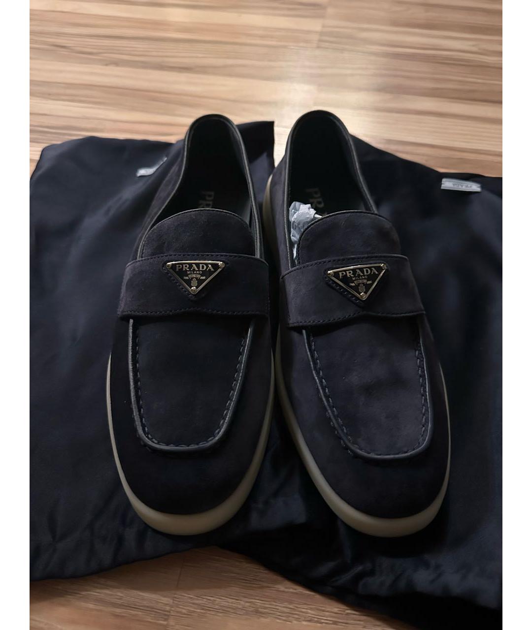 PRADA Темно-синие замшевые лоферы, фото 5