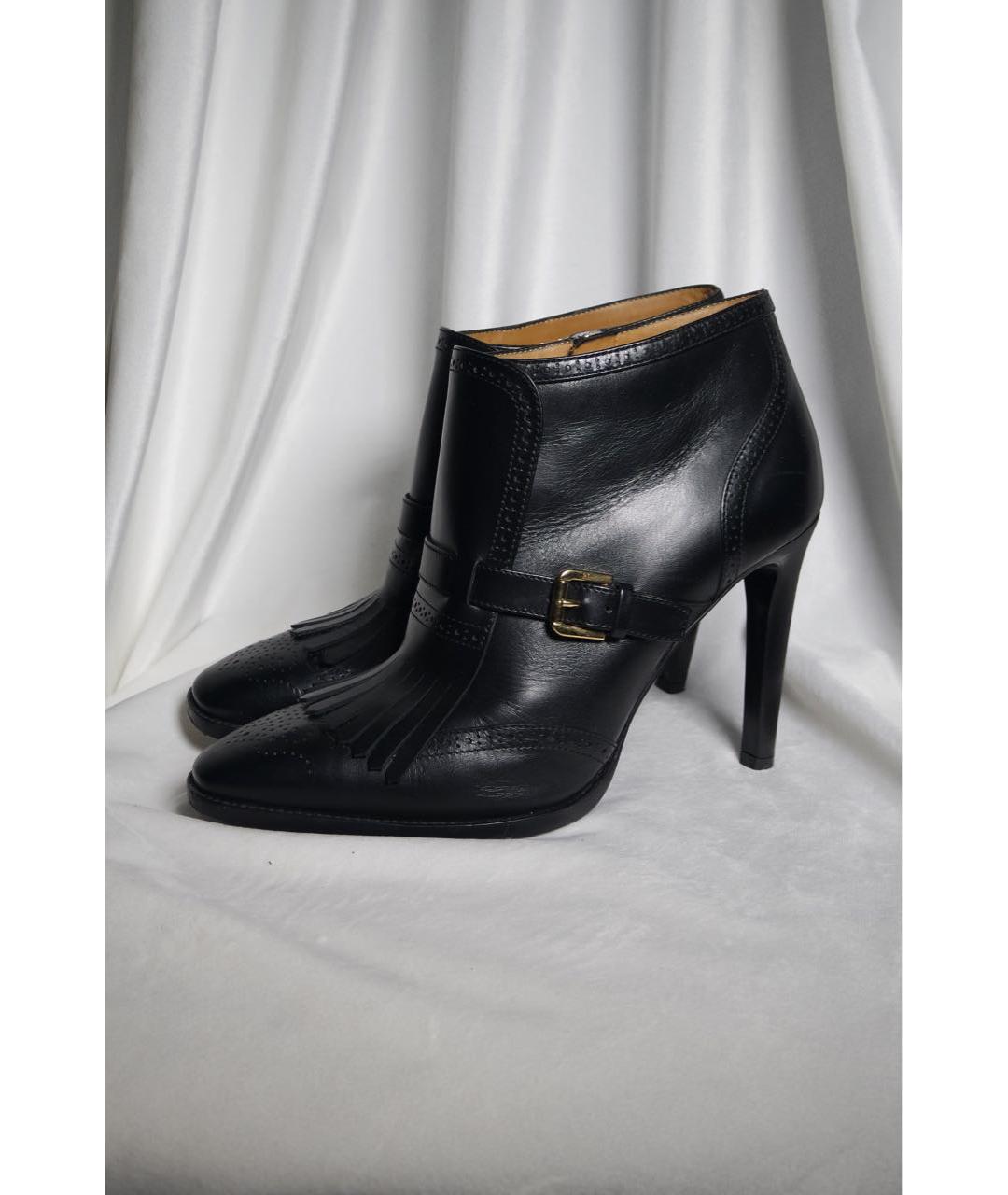 RALPH LAUREN Черные кожаные ботильоны, фото 6