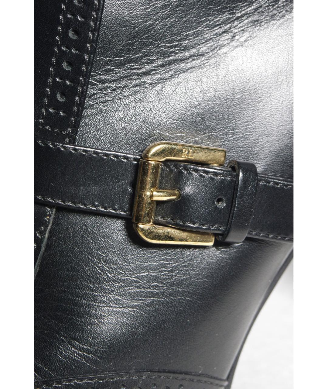 RALPH LAUREN Черные кожаные ботильоны, фото 7