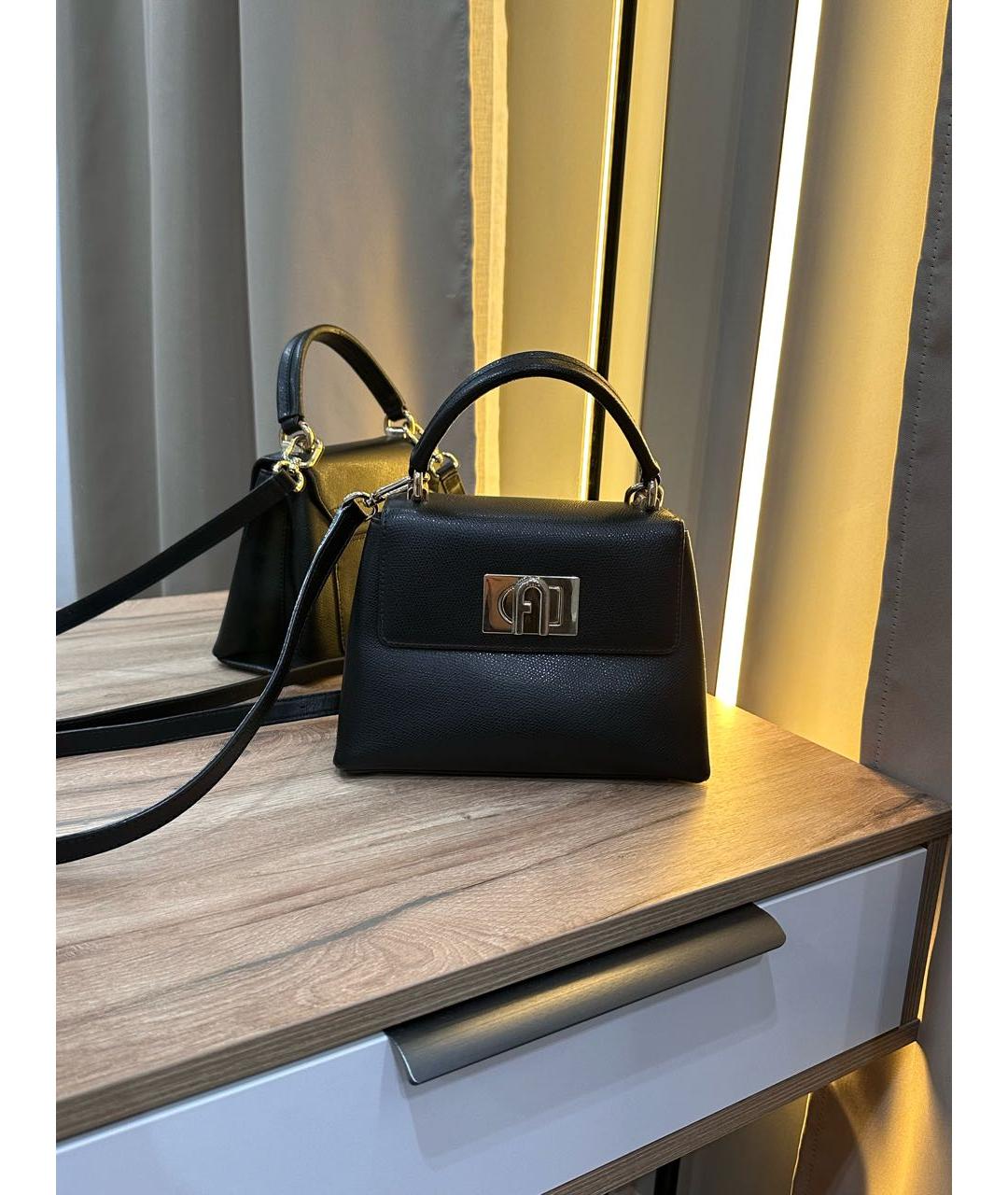 FURLA Черная кожаная сумка через плечо, фото 2