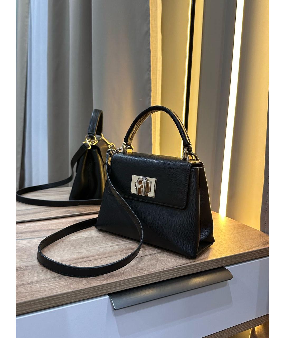 FURLA Черная кожаная сумка через плечо, фото 3