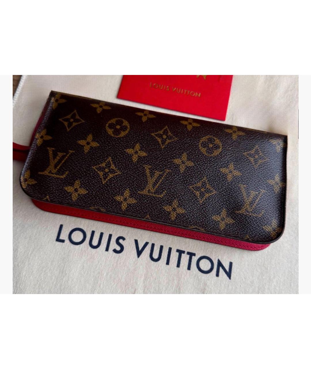 LOUIS VUITTON Коричневый кожаный кошелек, фото 2